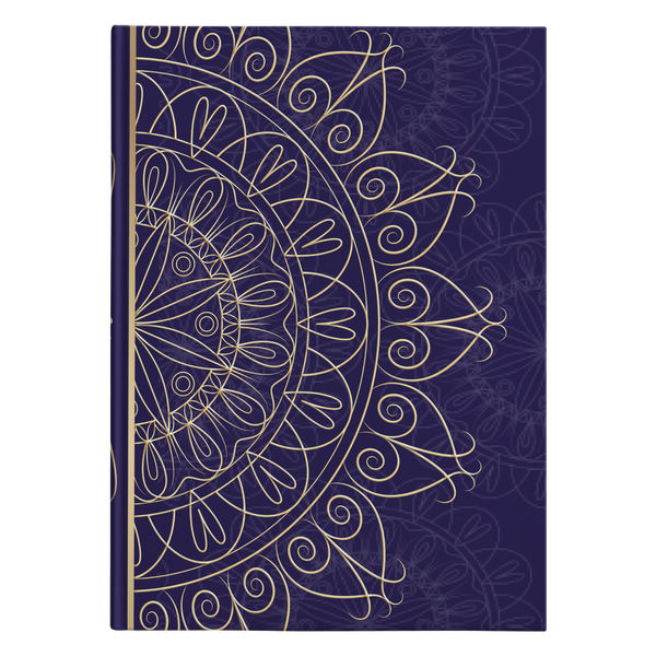 Midnight Blue Gold Mandala Designer Hardcover Journal in 2 Sizes - Mind Body Spirit