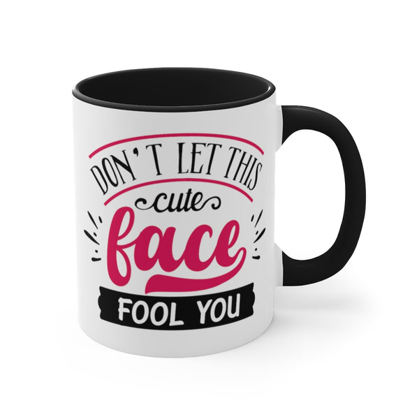 Don't Let This Cute Face Fool You Ceramic Coffee Mugs With Color Glazed Interior In 5 Colors
