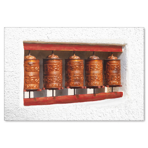 Prayer Wheels on Wall Canvas Wall Art - Unique Expression of Healing in 4 Sizes - Mind Body Spirit
