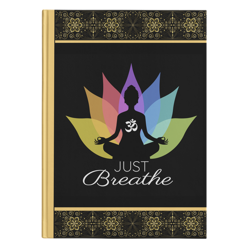 Just Breathe Buddha Om Lotus Hardcover Journal in 2 Sizes - Mind Body Spirit
