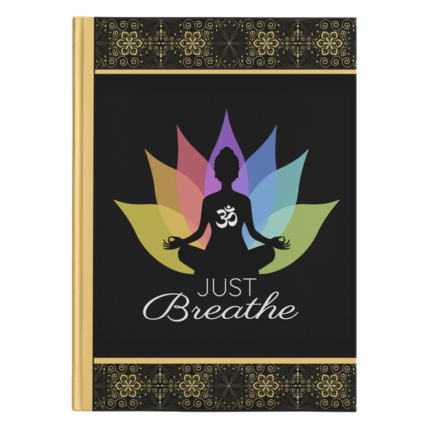 Just Breathe Buddha Om Lotus Hardcover Journal in 2 Sizes - Mind Body Spirit