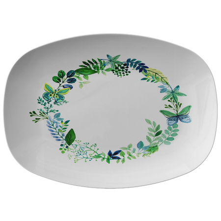Butterfly Wreath Watercolor Designer Bowl ThermoSāf® Polymer 8.5 Inch Microwave and Dishwasher Safe