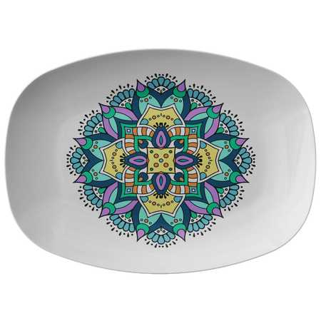 Lovely Della Mandala Designer Dinner Plate ThermoSāf® Polymer 10 Inch Microwave Dishwasher Safe