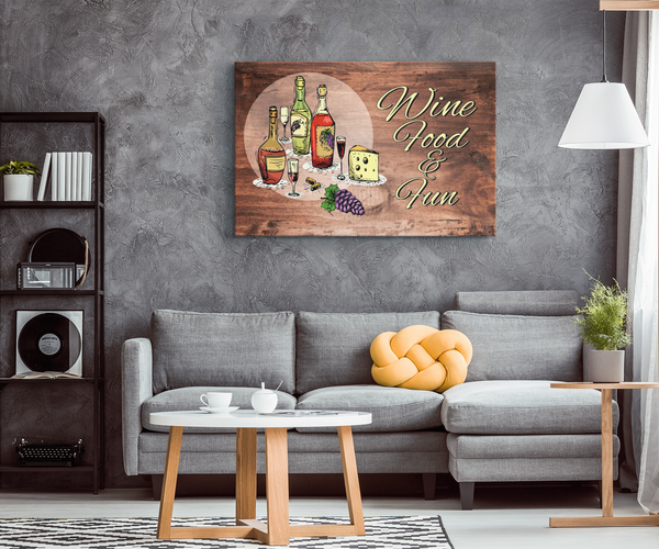 Relaxing Food and Fun Wood Look Designer Canvas Wall Art Mind