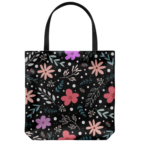 'Andi' Folk Flowers Custom Design Tote Bag 18 x 18 - Mind Body Spirit