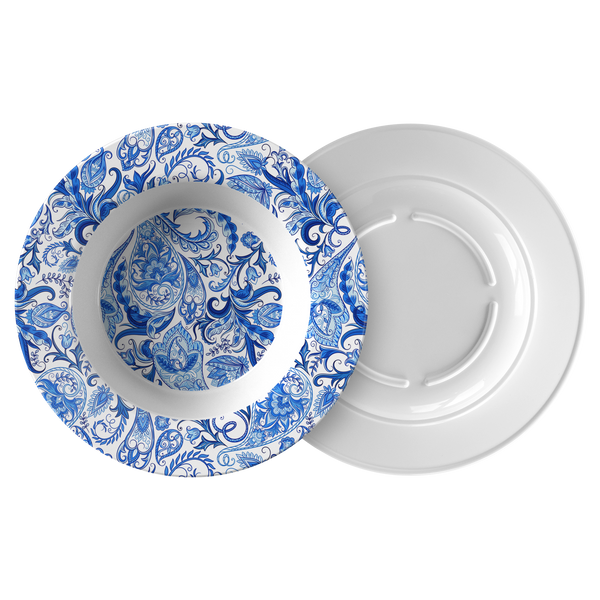 Vintage Blue and White Paisley Pattern ThermoSāf® Polymer 8.5" Bowl