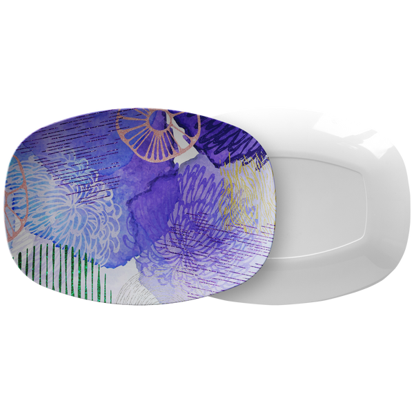 Cool Abstract Blue Purple ThermoSāf® Polymer 10 x 14 Platter Microwave Safe