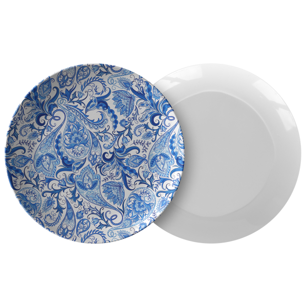 Vintage Blue and White Paisley Pattern ThermoSāf® Polymer 10" Plate