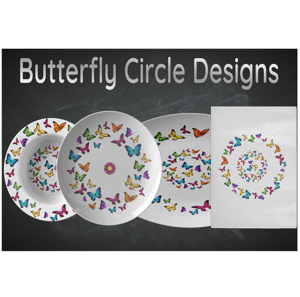 Butterfly Circle Designer Serving Platter Microwave and Dishwasher Safe - Mind Body Spirit