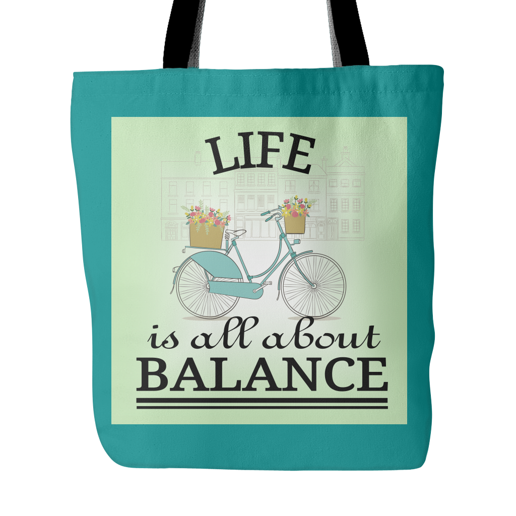 Life About Balance - Teal Tote 18
