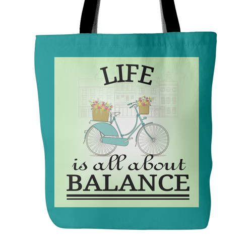 Life About Balance - Teal Tote 18"x 18" - Mind Body Spirit