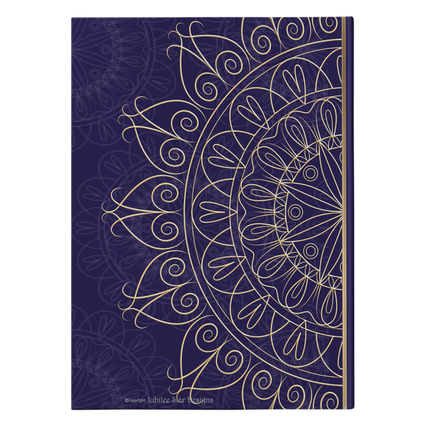 Midnight Blue Gold Mandala Designer Hardcover Journal in 2 Sizes - Mind Body Spirit