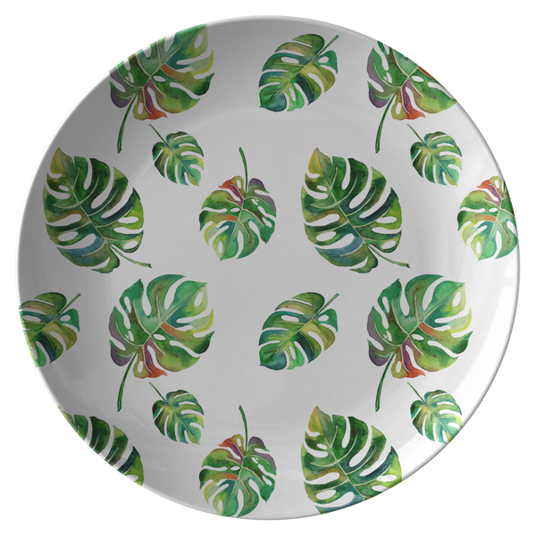 Big Tropical Leaves ThermoSāf® Polymer 10" Dinner Plate Microwave Safe