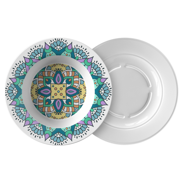 Lovely Della Mandala Designer Bowl 8.5 Inches - Microwave, Dishwasher Safe - Mind Body Spirit