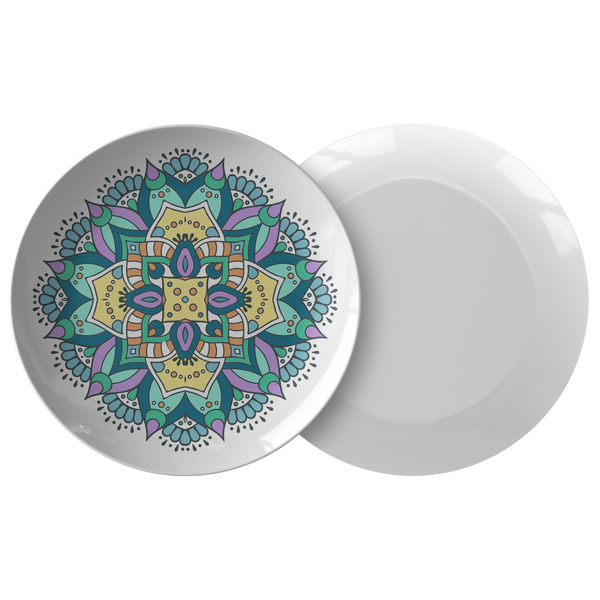 Lovely Della Mandala Designer Dinner Plate 10 Inch Microwave Dishwasher Safe - Mind Body Spirit