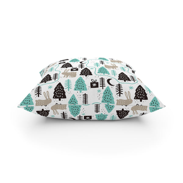 Rabbits In The Trees Holiday Design Broadcloth Pillow 4 Sizes Square and 1 Lumbar Size, Home Decor, Pillows