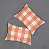 Gingham Tangerine And White Check Spun Polyester Lumbar Pillow 20 x 14, Home Decor, Throw Pillow