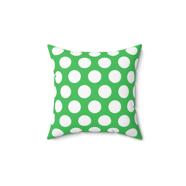 Green And White Polka Dot Reverse Pattern Spun Polyester Square Pillow in 4 Sizes, Home Decor, Throw Pillow