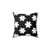 Graphic White Flowers On Black Spun Polyester Square Pillow in 4 Sizes, Home Decor, Throw Pillow