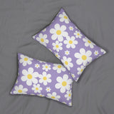 Groovy White Daisies On Lavender Spun Polyester Lumbar Pillow 20 x 14, Home Decor, Throw Pillow