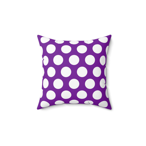 Purple White Polka Dot Reverse Pattern Spun Polyester Square Pillow in 4 Sizes, Home Decor, Throw Pillow