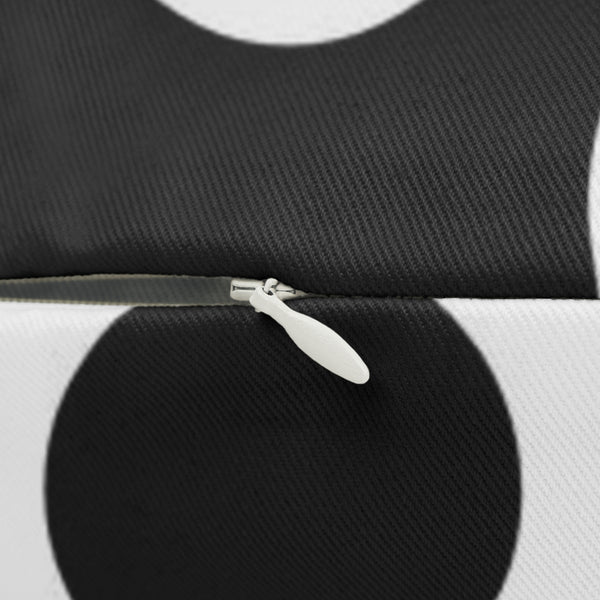 Black And White Polka Dot Reverse Spun Polyester Lumbar Pillow 20 x 14, Home Decor, Throw Pillow