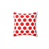 Red White Polka Dot Reverse Pattern Spun Polyester Square Pillow in 4 Sizes, Home Decor, Throw Pillow