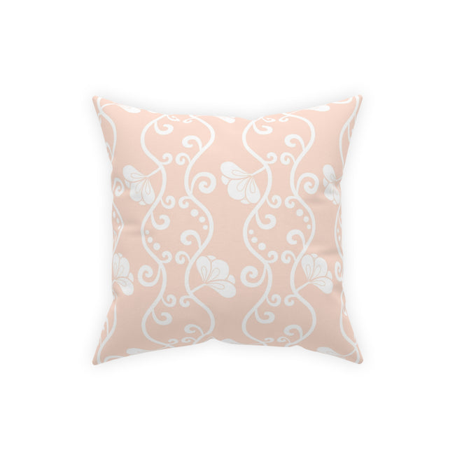 Curvy White Vine on Blush Pink Broadcloth Pillow 4 Sizes Square and 1 Lumbar Size, Home Decor, Pillows, Throw Pillow