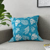 White Palm Fronds On Teal Blue Broadcloth Pillow 4 Sizes Square and 1 Lumbar Size, Home Decor, Pillows