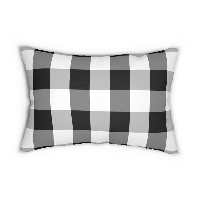 Gingham Black And White Check Spun Polyester Lumbar Pillow 14 x 20 Inch, Home Decor, Throw Pillow