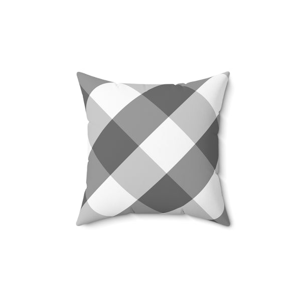 Gingham Gray And White Check Spun Polyester Square Pillow in 4 Sizes, Home Decor, Throw Pillow