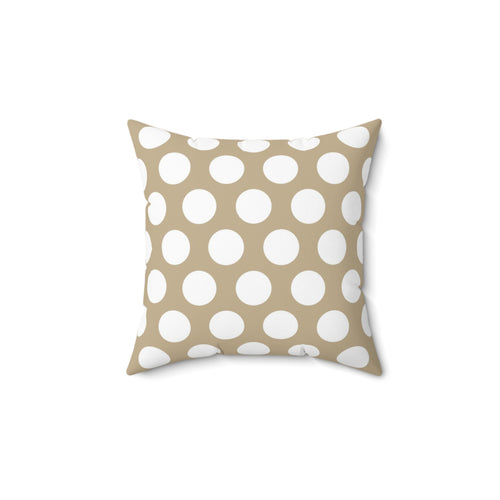 Taupe White Polka Dot Reverse Pattern Spun Polyester Square Pillow in 4 Sizes, Home Decor, Throw Pillow