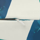 Leaves Blue Green Watercolor Design Spun Polyester Lumbar Pillow