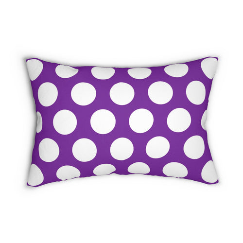 Purple And White Polka Dot Reverse Spun Polyester Lumbar Pillow 20 x 14, Home Decor, Throw Pillow