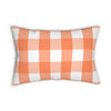 Gingham Tangerine And White Check Spun Polyester Lumbar Pillow 20 x 14, Home Decor, Throw Pillow