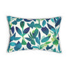 Leaves Blue Green Watercolor Design Spun Polyester Lumbar Pillow