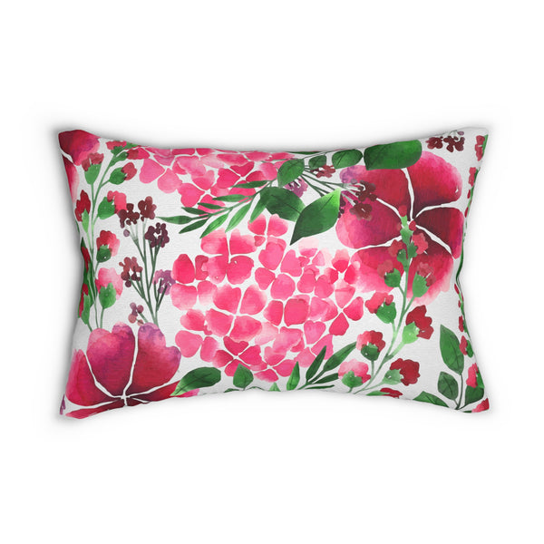 Pretty Pink and Red Floral Design Spun Polyester Lumbar Pillow 20 x 14, Home Decor, Throw Pillow