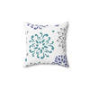 Gray, Teal and Periwinkle Decorative Flower Original Design Spun Polyester Square Pillow, 4 Sizes, Throw Pillow, Decorative Pillow,