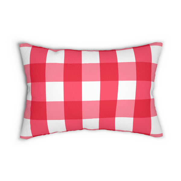 Gingham Red And White Check Spun Polyester Lumbar Pillow 20 x 14, Home Decor, Throw Pillow