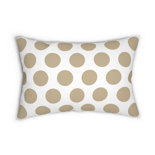 Taupe And White Polka Dot Reverse Spun Polyester Lumbar Pillow 20 x 14, Home Decor, Throw Pillow