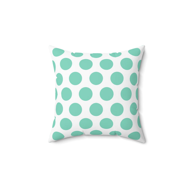 Turquoise White Polka Dot Reverse Pattern Spun Polyester Square Pillow in 4 Sizes, Home Decor, Throw Pillow