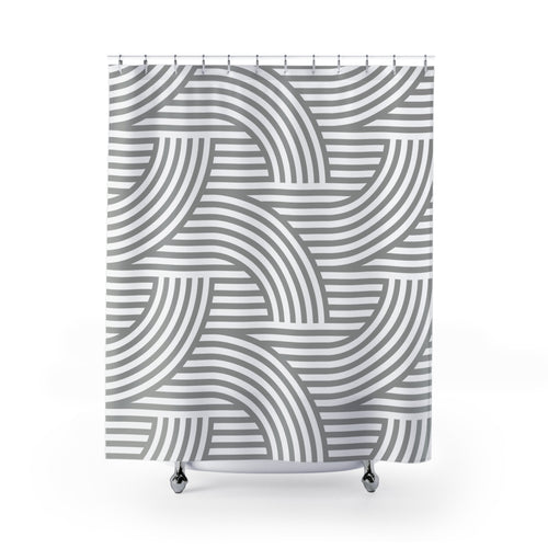 Deco Style Wave Pattern Light Gray Custom Design Shower Curtain, Bathroom Decor 71 x 74 Inches