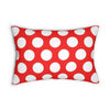 Red And White Polka Dot Reverse Spun Polyester Lumbar Pillow 20 x 14, Home Decor, Throw Pillow