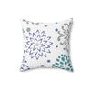 Gray, Teal and Periwinkle Decorative Flower Original Design Spun Polyester Square Pillow, 4 Sizes, Throw Pillow, Decorative Pillow,