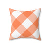 Gingham Tangerine And White Check Spun Polyester Square Pillow in 4 Sizes, Home Decor, Throw Pillow