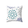 Gray, Teal and Periwinkle Decorative Flower Original Design Spun Polyester Square Pillow, 4 Sizes, Throw Pillow, Decorative Pillow,