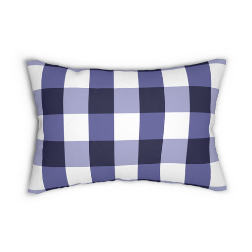 Gingham Blueberry And White Check Spun Polyester Lumbar Pillow, Home Decor, Throw Pillow Lumbar Pillow