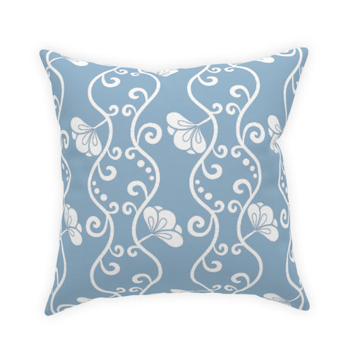 Curvy White Vine on Soft Blue Broadcloth Pillow 4 Sizes Square and 1 Lumbar Size, Home Decor, Pillows, Throw Pillow