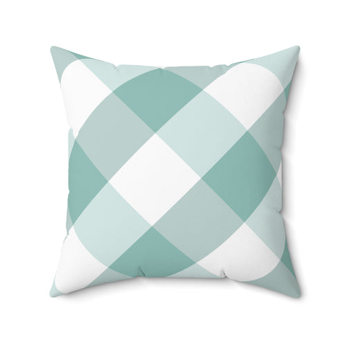 Gingham Green And White Check Spun Polyester Square Pillow in 4 Sizes, Home Decor, Throw Pillow