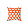 Tangerine And White Polka Dot Reverse Pattern Spun Polyester Square Pillow in 4 Sizes, Home Decor, Throw Pillow